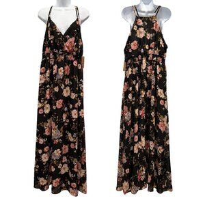 Just Found Baby Doll Flowy Maxi Dress Black Floral Dark Feminine Size 2X NWT